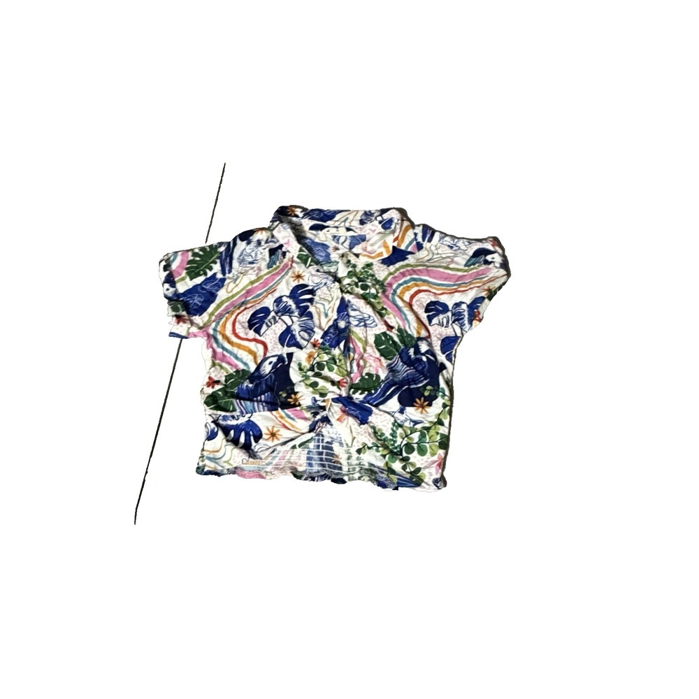 Sunburst Kiss Women's Size Medium Button Up Crop Floral Shirt